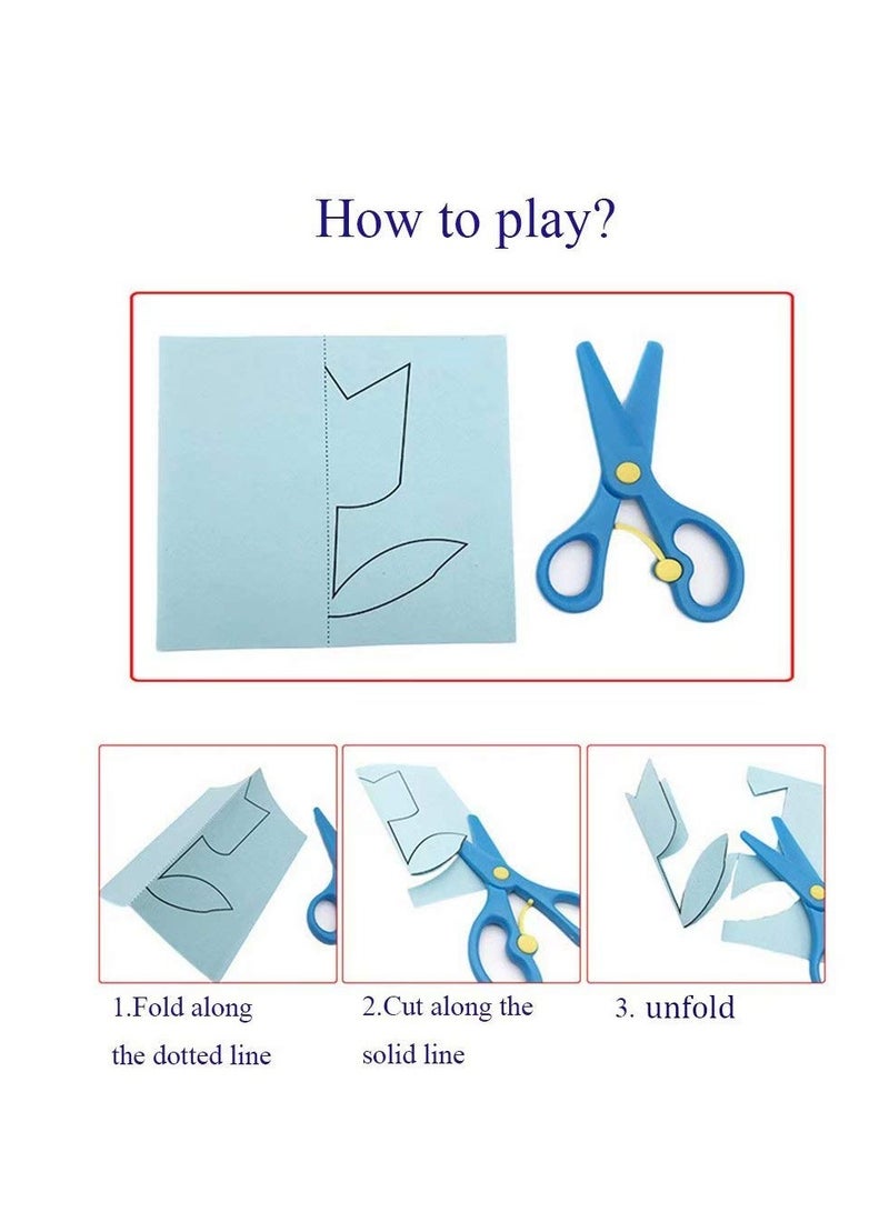مجموعة قطع ورق للأطفال 240 قطعة من ألعاب ورقية مع زوج من المقصات الآمنة، لعبة تعليمية للأطفال تصلح كفكرة لهدية (لون عشوائي) - Image 2